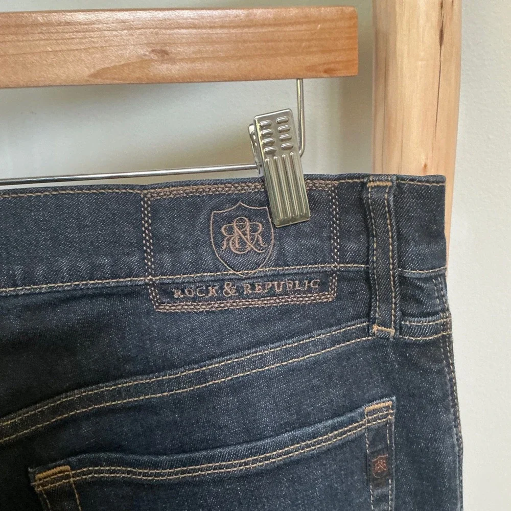 Rock & Republic Mens Dark Wash Straight Leg Jeans Indigo 34x32 RLWH27334